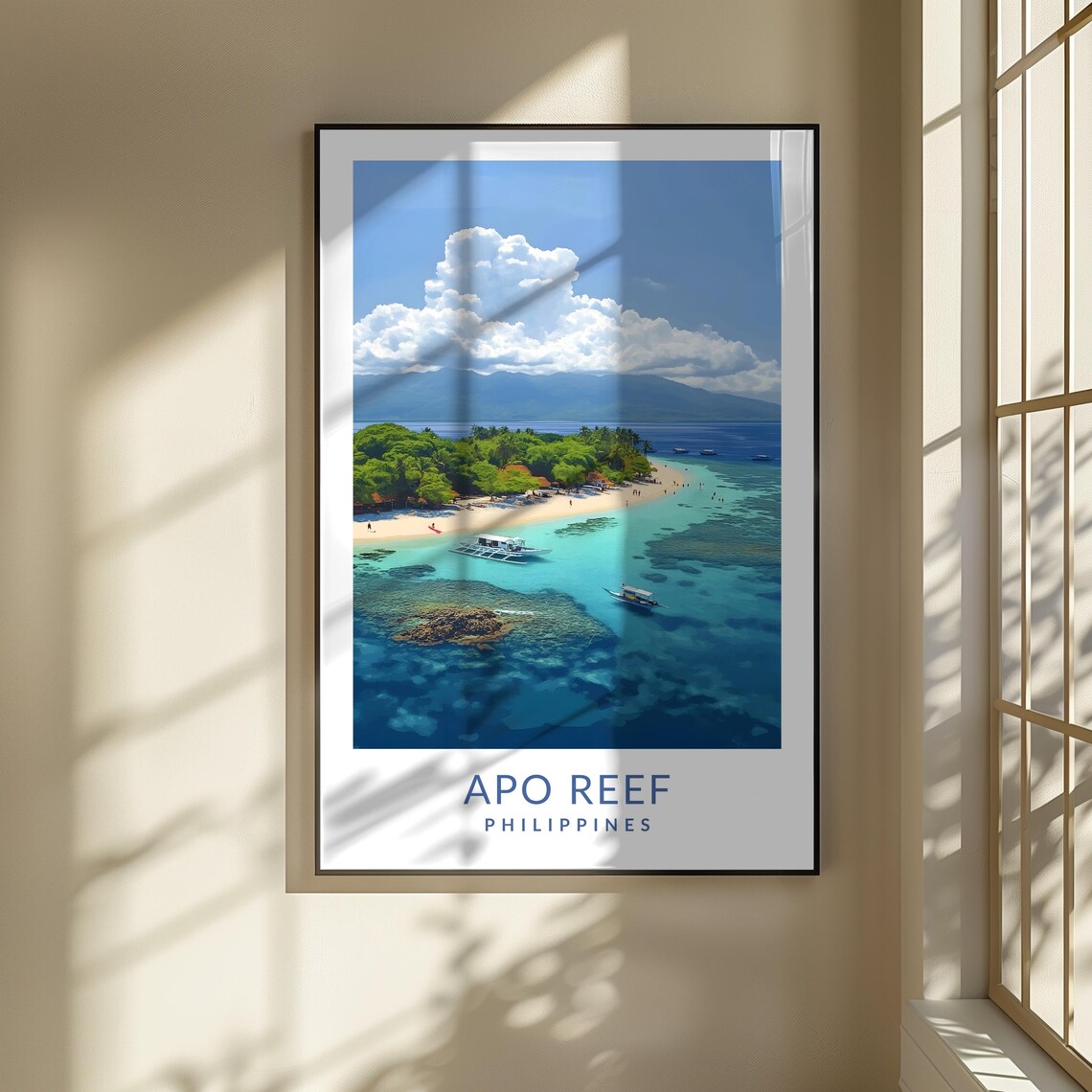 Apo Reef Philippines Island Paradise Boats Ocean Travel Poster - Image 3