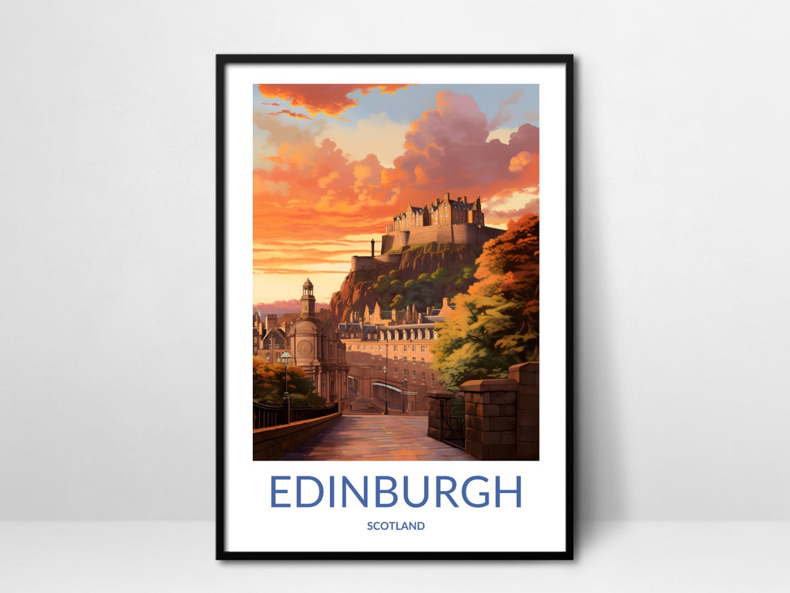 Edinburgh Castle Sunset Dramatic Sky Historic Scotland Poster