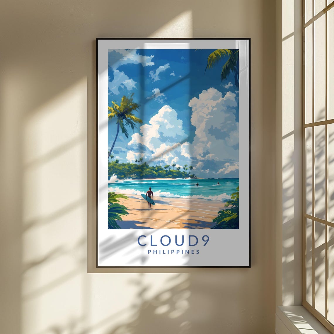 Cloud 9 Philippines Surf Beach Illustration Surfing Travel Poster - Image 3