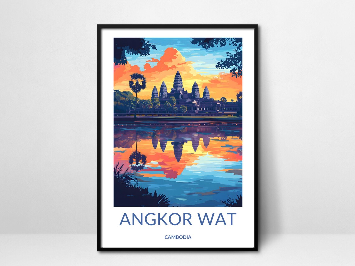 Angkor Wat Cambodia Sunrise Temple Reflection Southeast Asia Poster