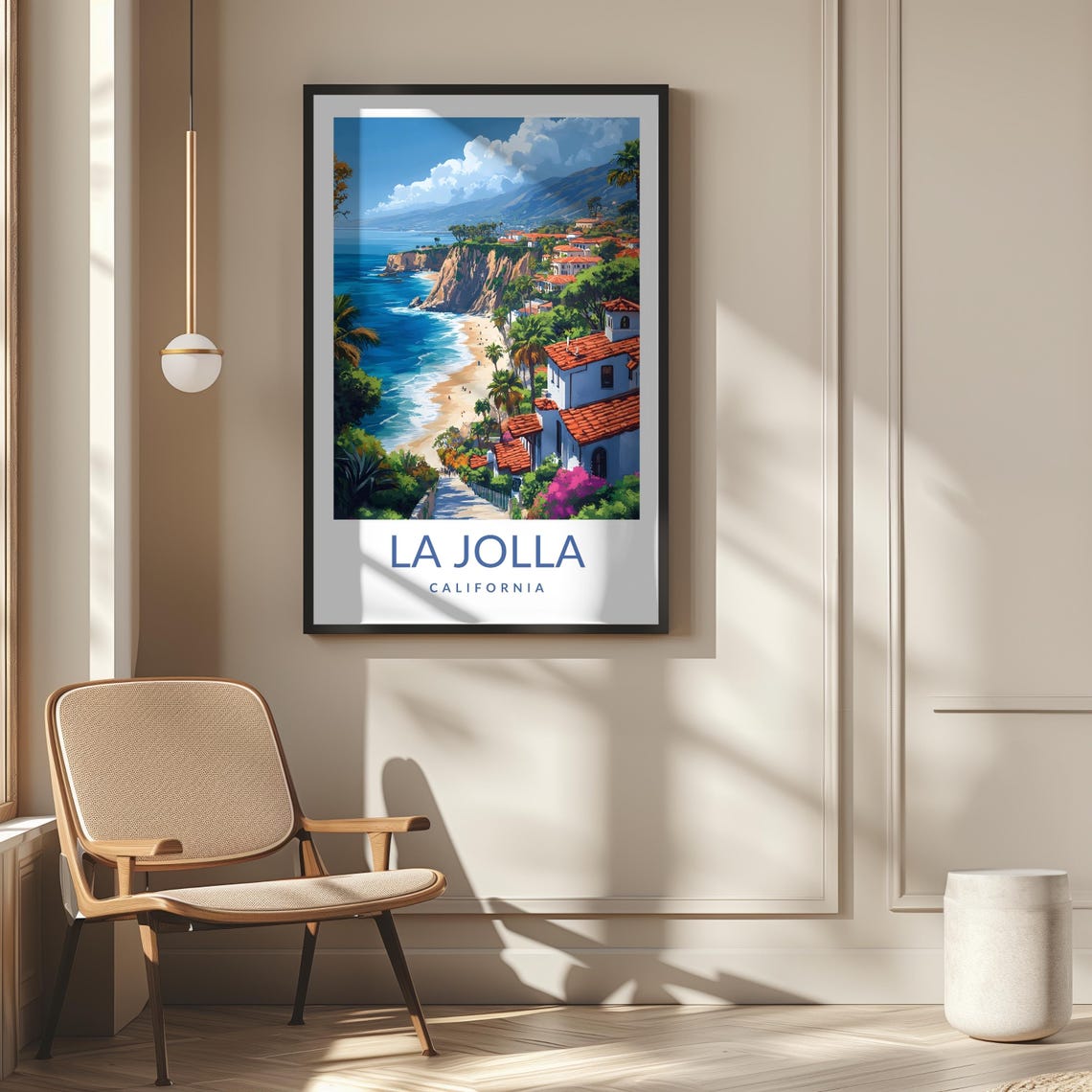 La Jolla California Beach Cliffs Palm Trees Coastal Travel Poster - Image 2