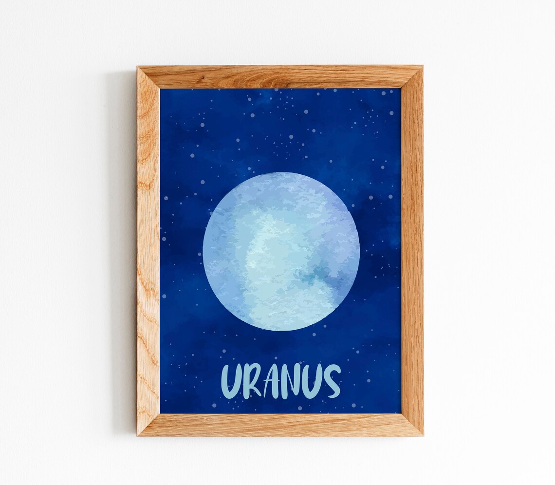 Watercolor Earth Planet Kids Space Bedroom Nursery Decor Poster - Image 4