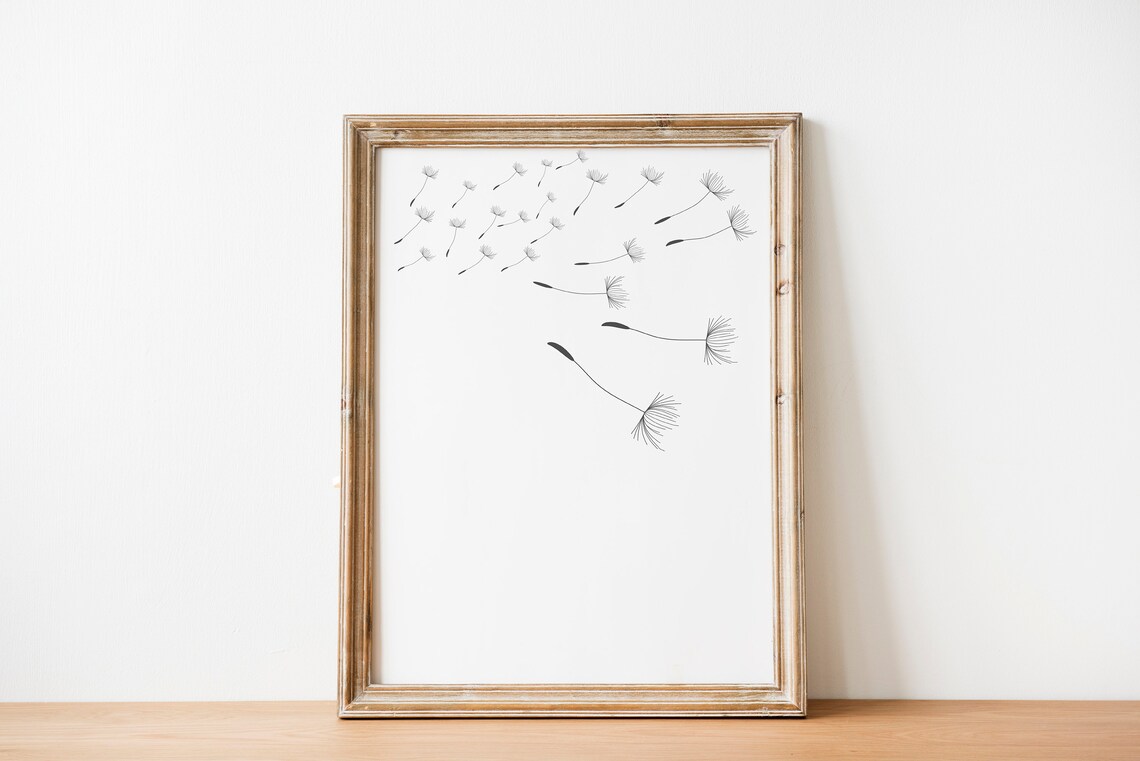 Black and White Dandelion Blowing Seeds Minimalist Art Poster - Image 5