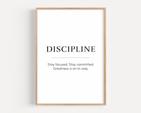 Discipline Motivational Wall Art Success Quote Poster Inspirational Word For Entrepreneur Office