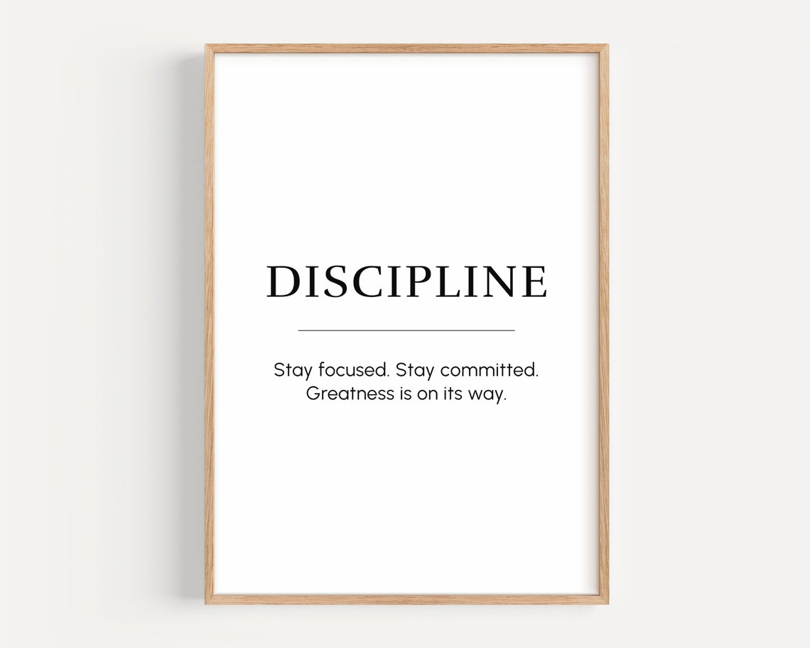DISCIPLINE Minimalist Typography Motivational Focus Quote Poster