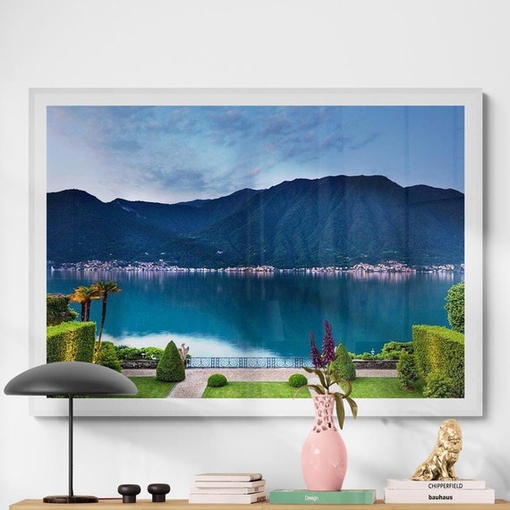 Lake Como Italy Travel Poster, Villa Landscape
