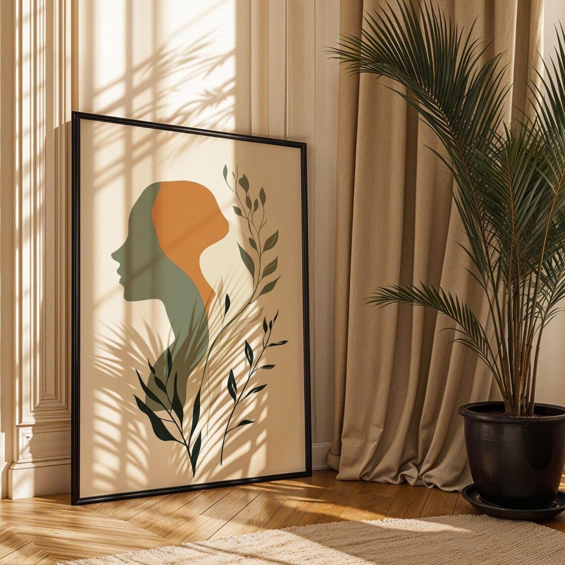 Botanical Woman Minimalist Boho Silhouette Art Print