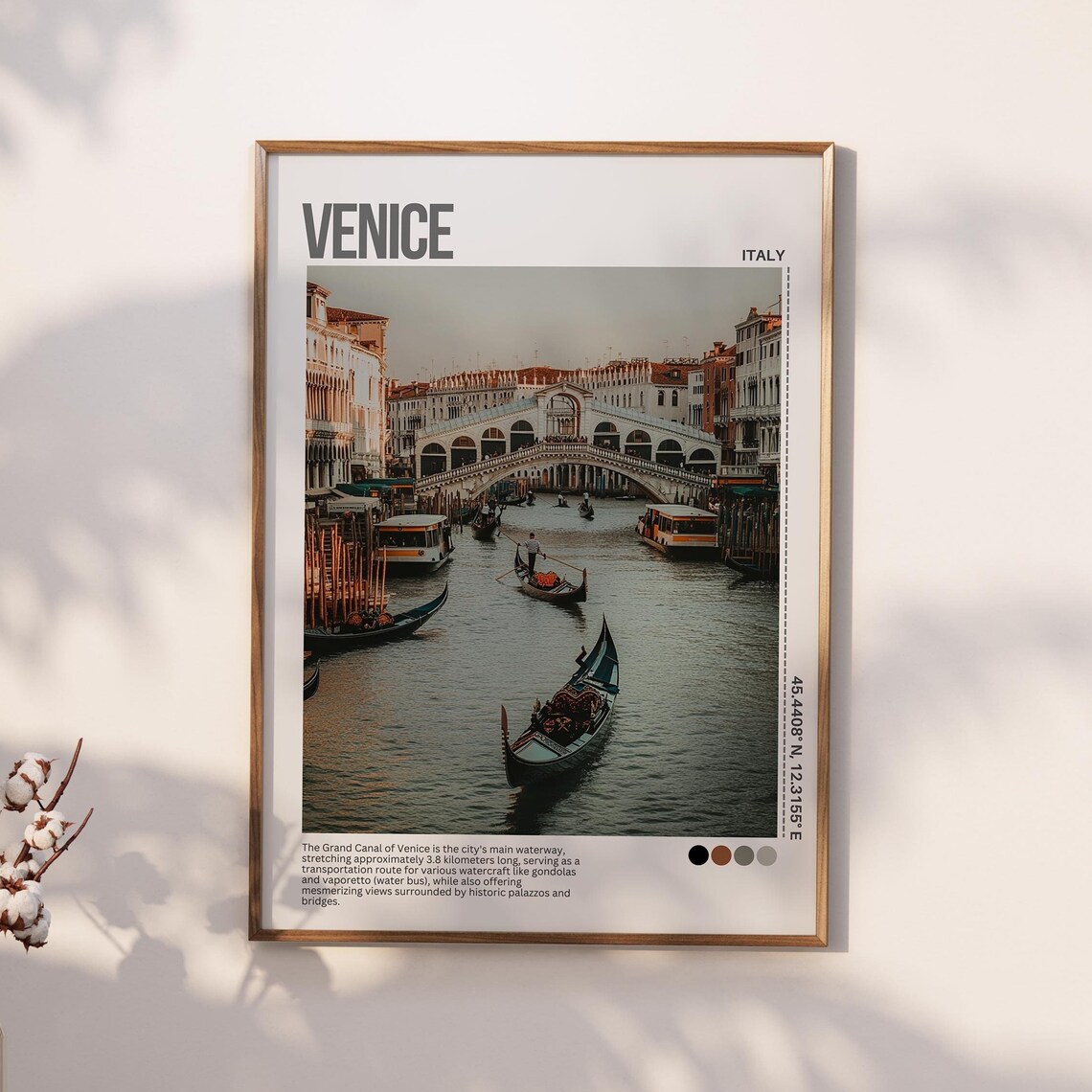 Venice Italy Rialto Bridge Grand Canal Daytime Photo Travel Poster