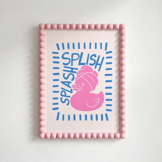 Cute Duck Bathroom Poster Splish Splash Quirky Wall Art Digital Download