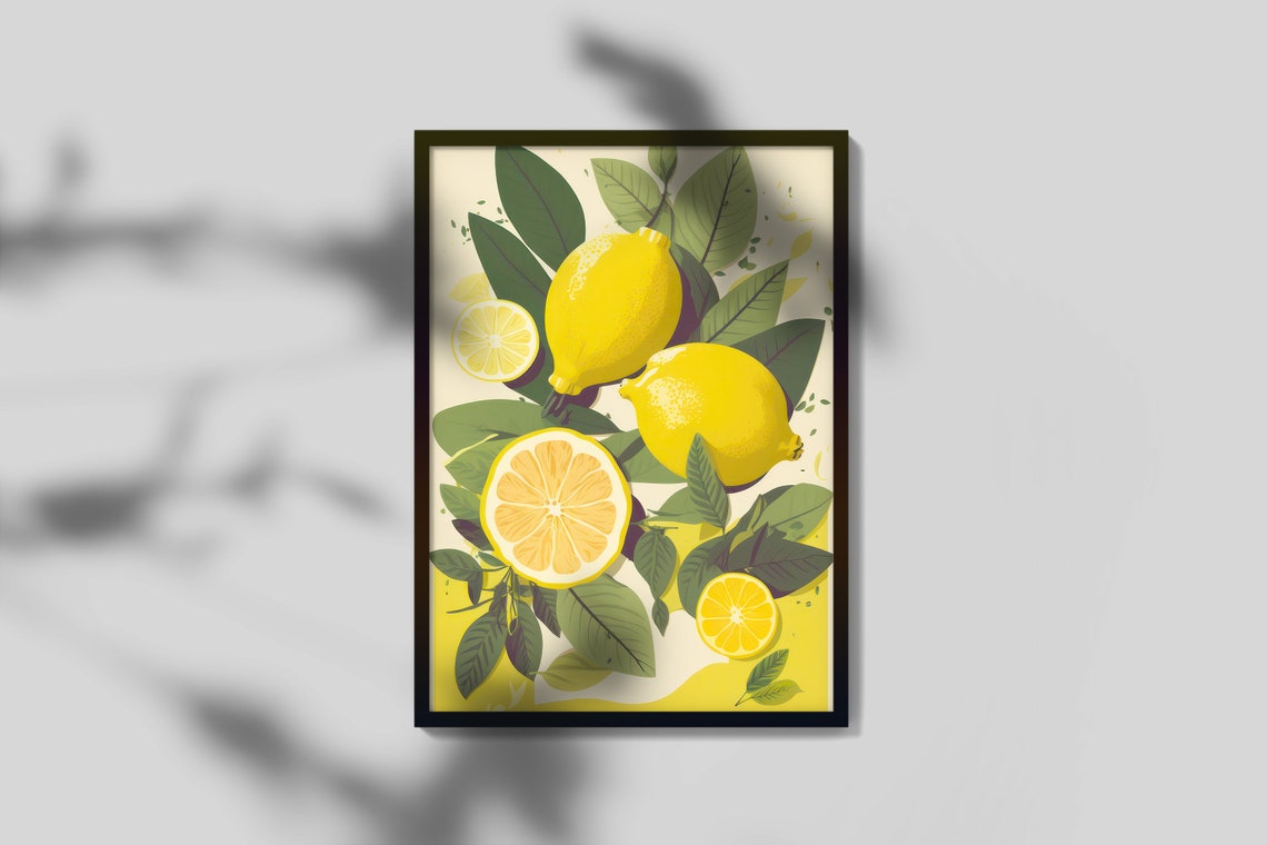 Sunny Lemon Citrus Still Life With Sliced Lemons Bright Art Poster - Image 3