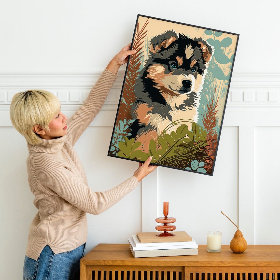 Malamute Puppy Dog Poster Cute Puppy Pet Print Modern Chic Decor Nursery Wall Art - Image 3