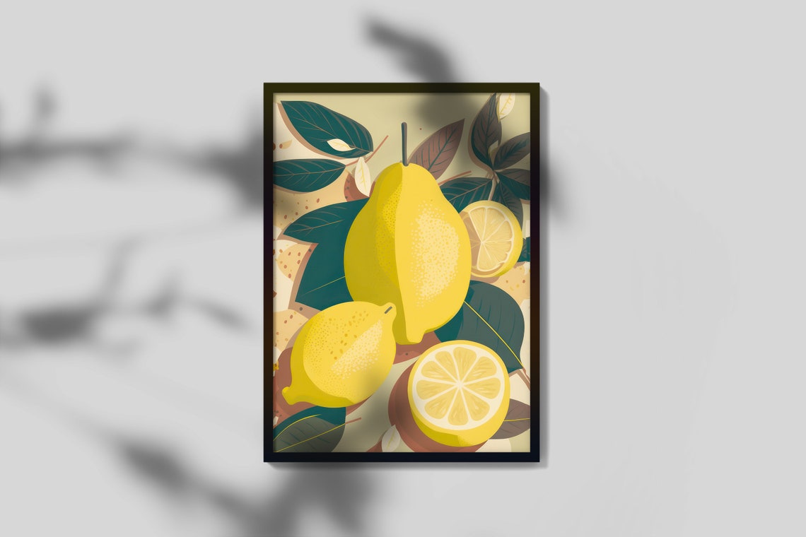 Boho Mediterranean Lemon Still Life Yellow Citrus Fruit Poster - Image 4