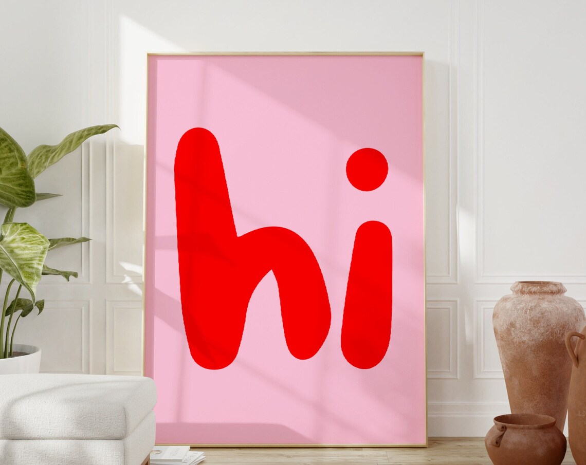 Hi Typography Art Print, Modern Minimalist