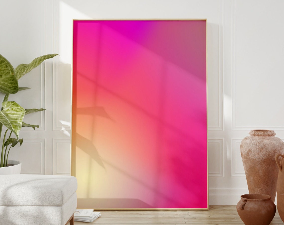 Pink Orange Aura Gradient Abstract Modern Aesthetic Wall Poster - Image 3