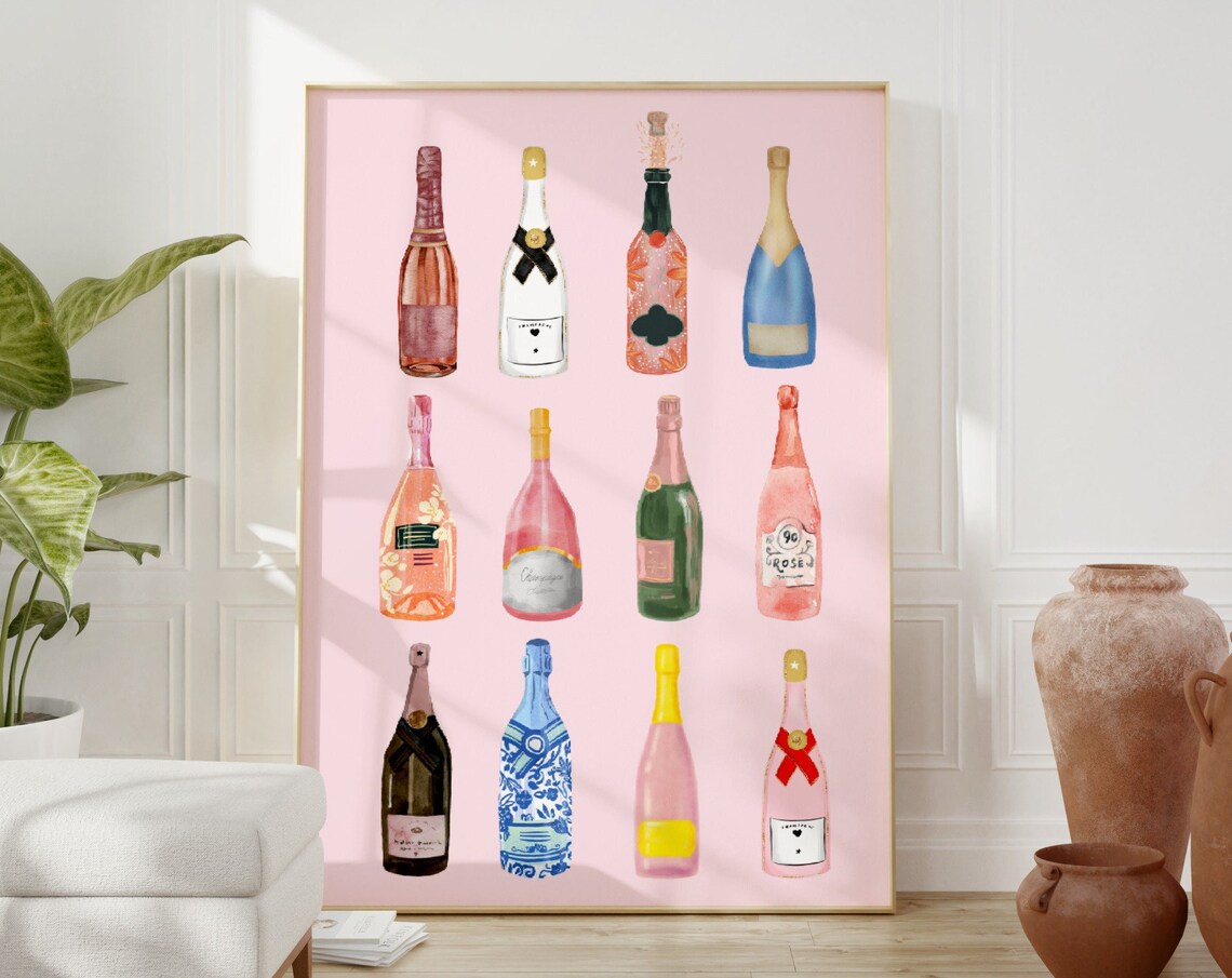 Champagne Bar Cart Decor, Trendy Poster Print - Image 5