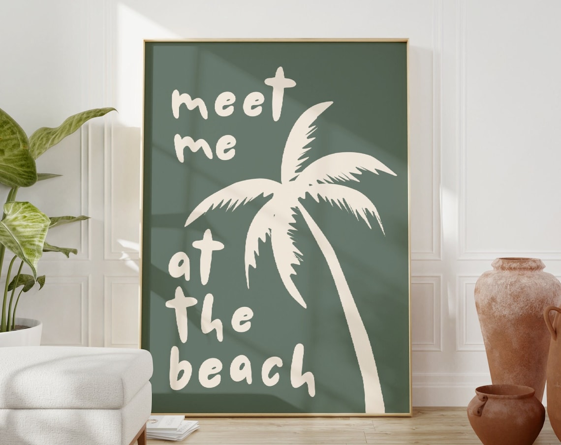 Meet Me At The Beach Poster, Trendy Coastal Decor