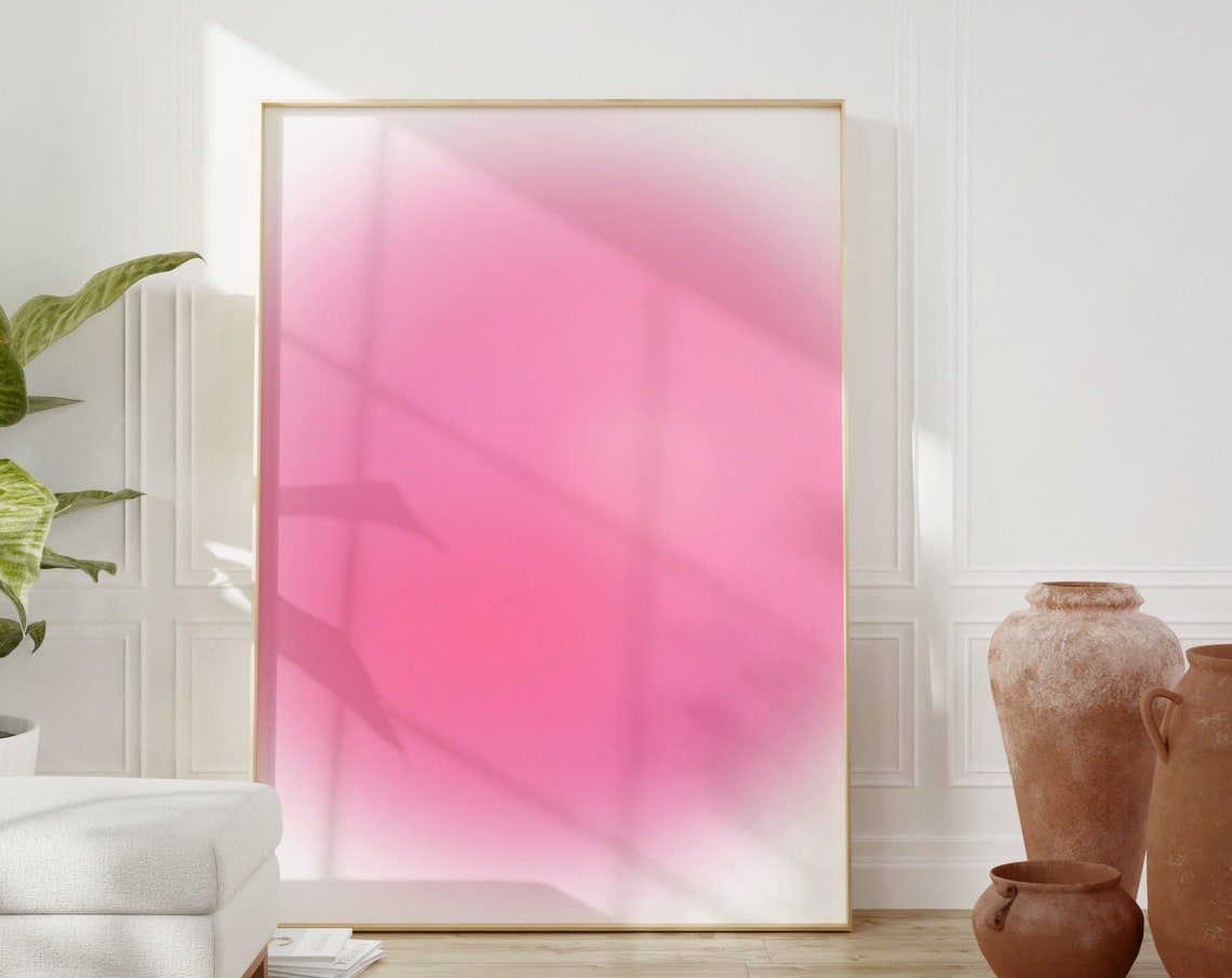 Pastel Pink Aura Gradient Blur Soft Glow Abstract Wall Decor Poster