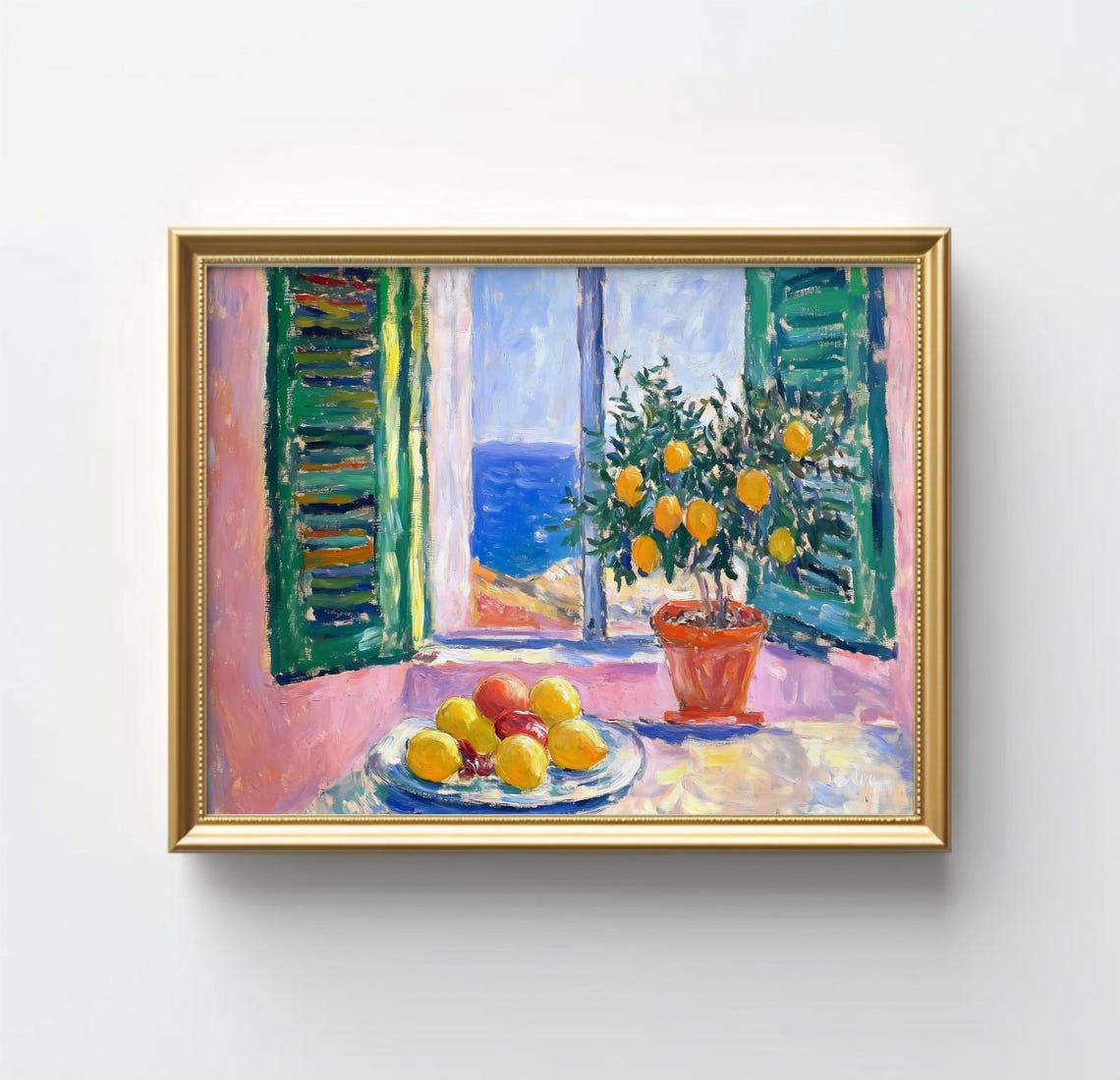 Mediterranean Window Print Matisse Style Lemon Tree Art