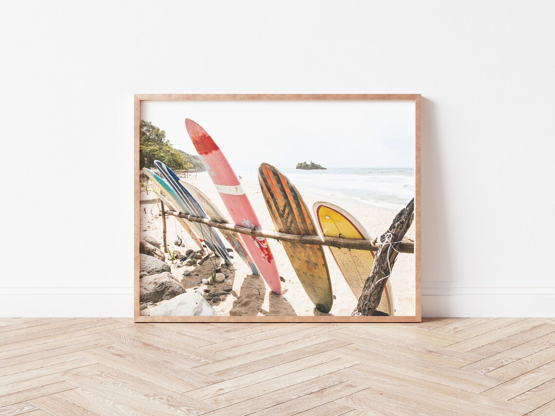Surf Print Coastal Surfboard Photography Art Print