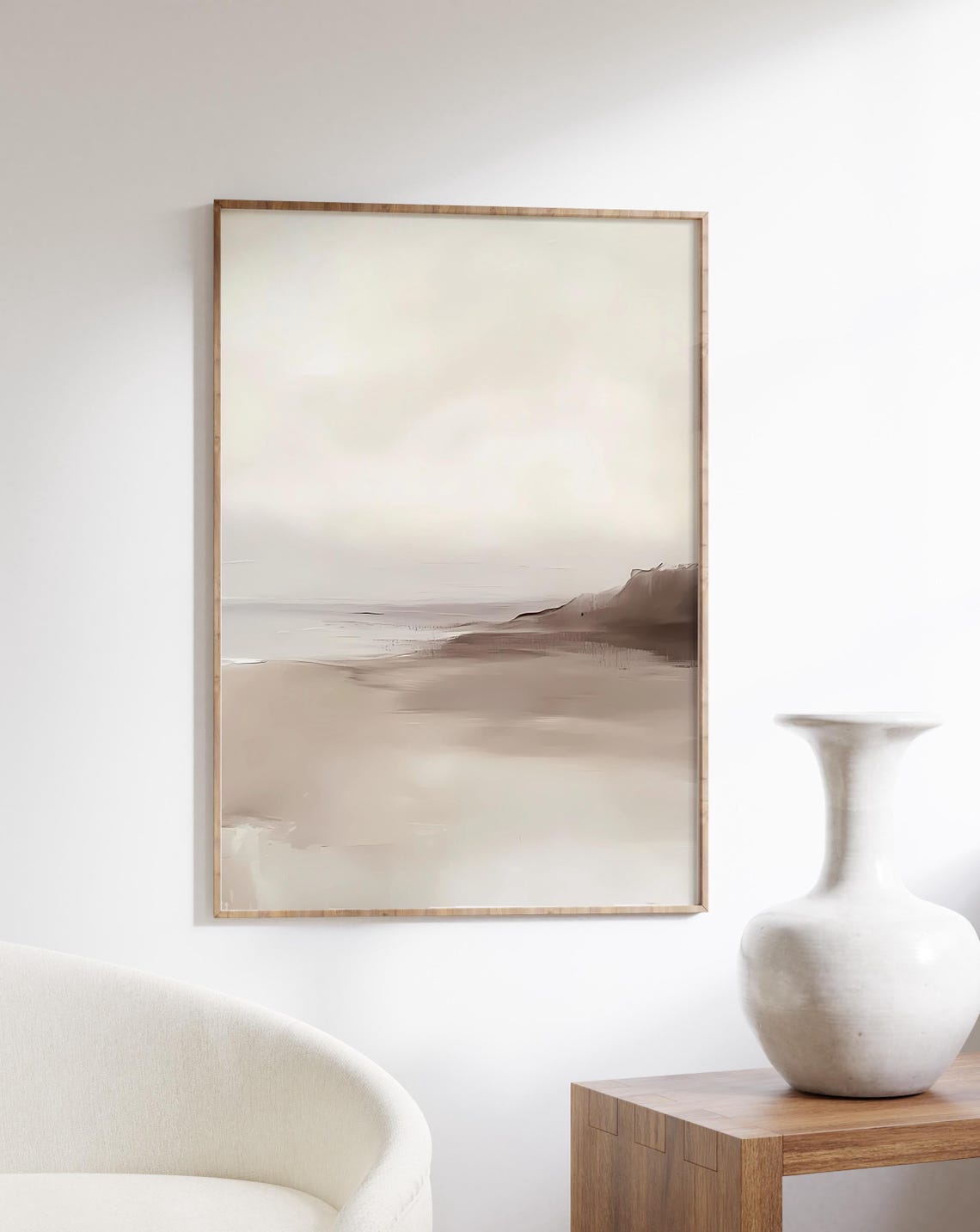 Beige Wabi Sabi Abstract Seascape Painting Minimalist Decor Poster