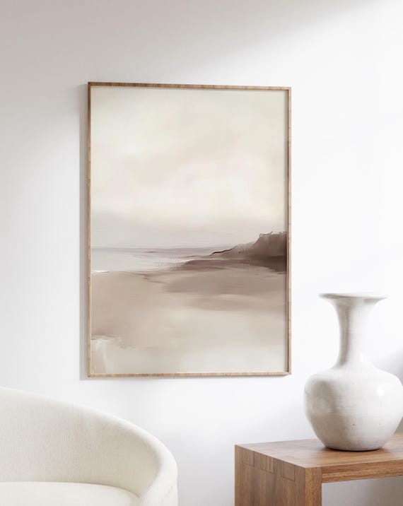 Beige Wabi Sabi Abstract Seascape Painting Minimalist Decor Poster