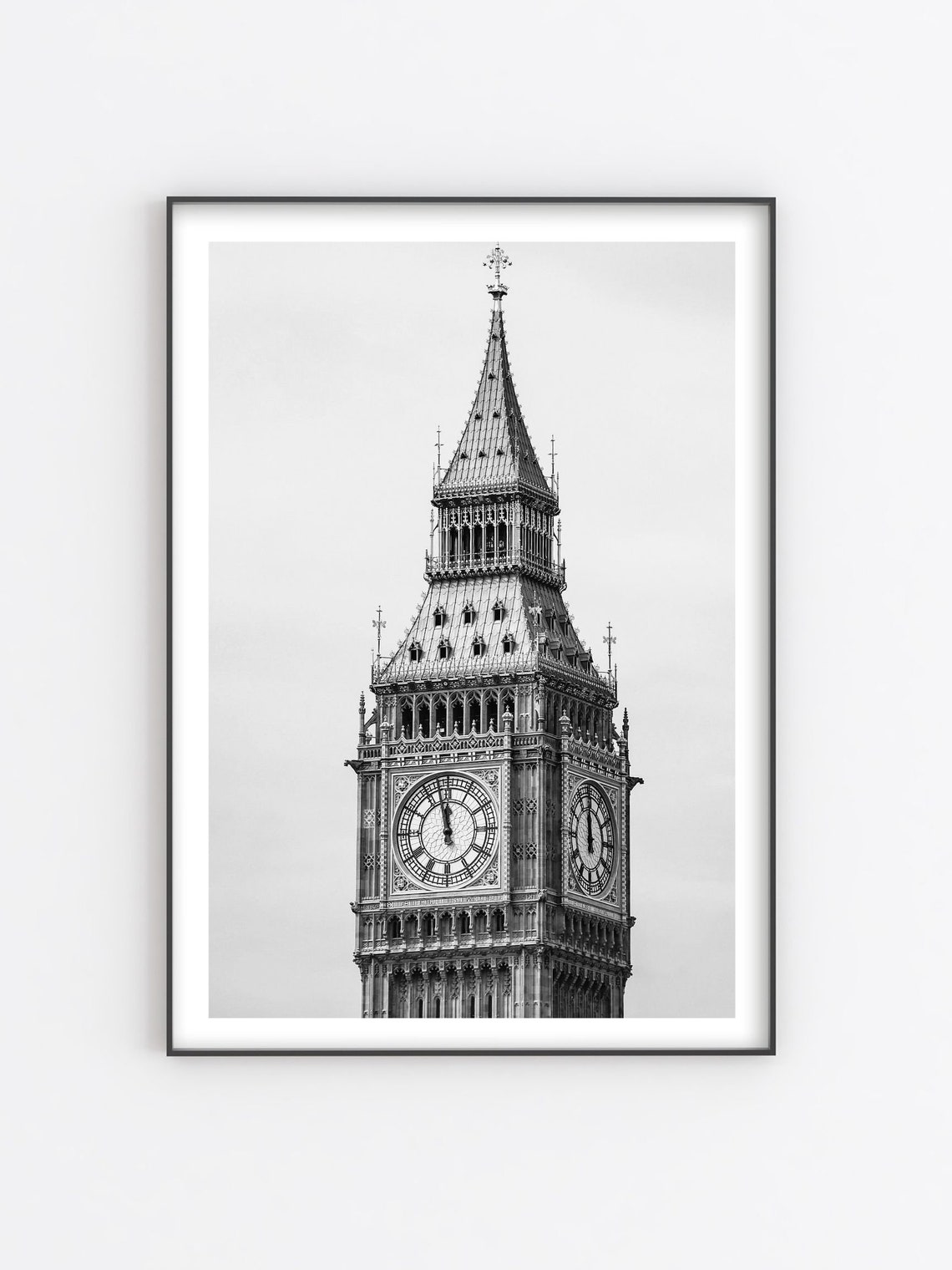 Big Ben Clock Tower Close Up Black And White London Photo Poster - Image 2