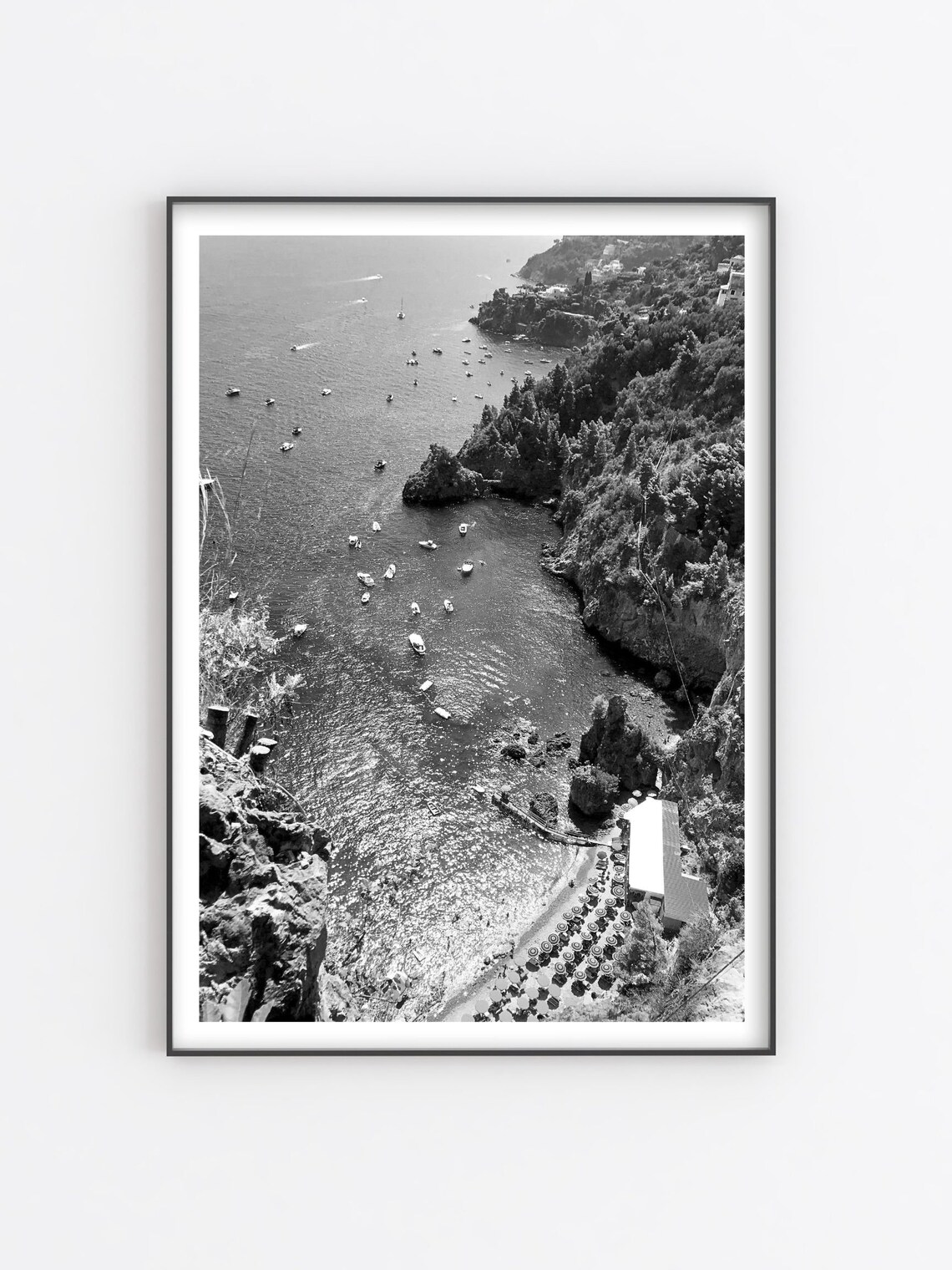 Italy Beach Poster, Black And White Coastal Print - Image 4