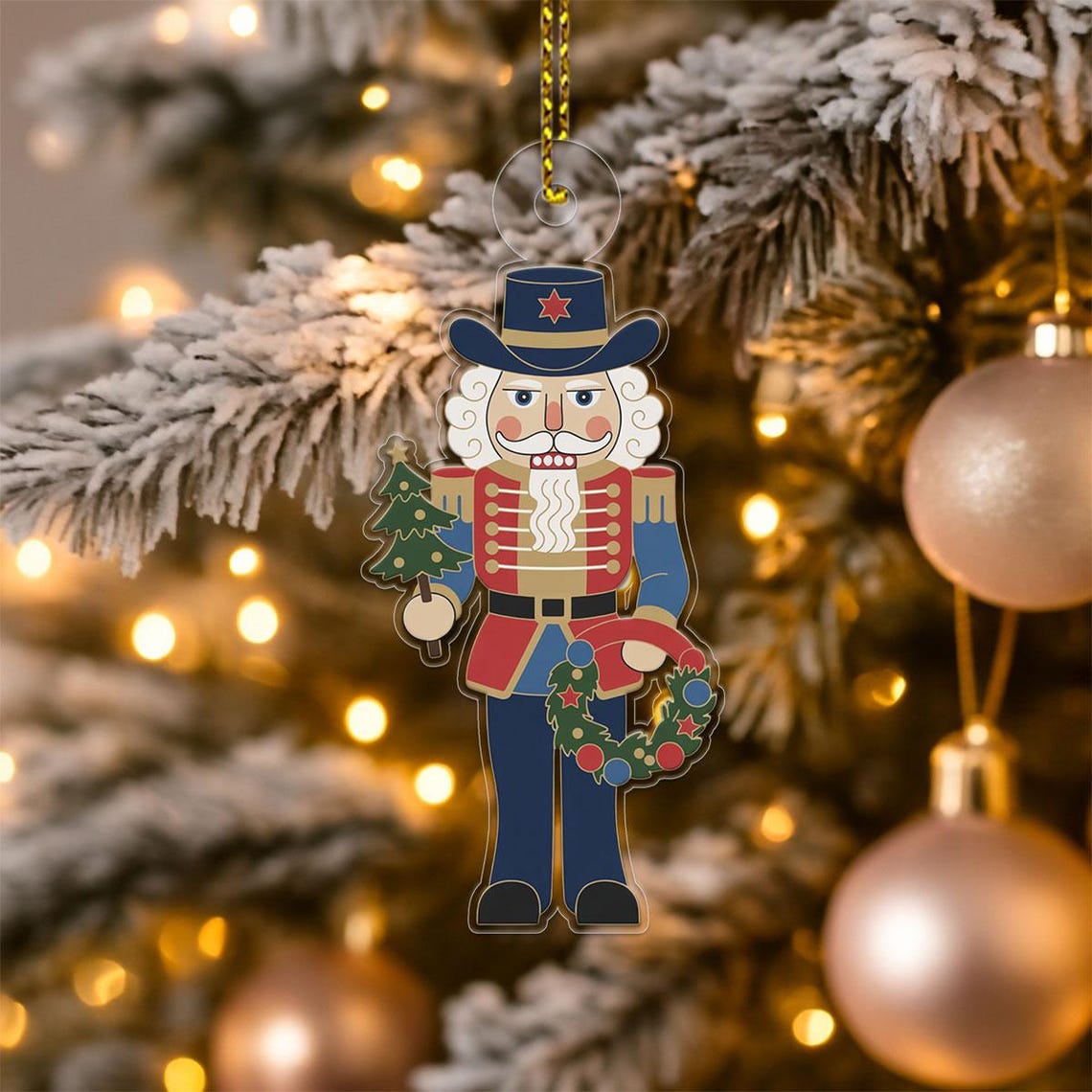 Nutcracker Soldier Navy Hat Red Star Christmas Ornament Poster