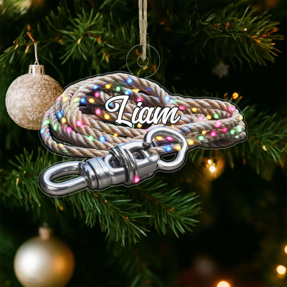 Personalized Climbing Carabiner Christmas Tree Ornament Wall Art