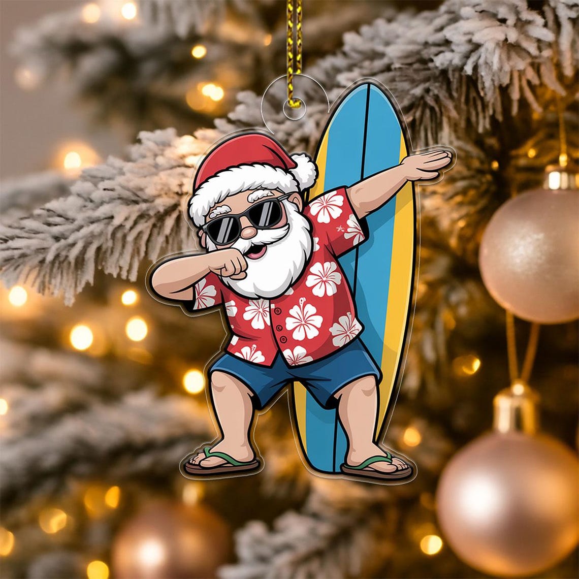 Mele Kalikimaka Dabbing Santa Christmas Poster Tropical Aloha