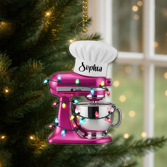 Personalized Pink Stand Mixer Acrylic Ornament Baker Gift Print