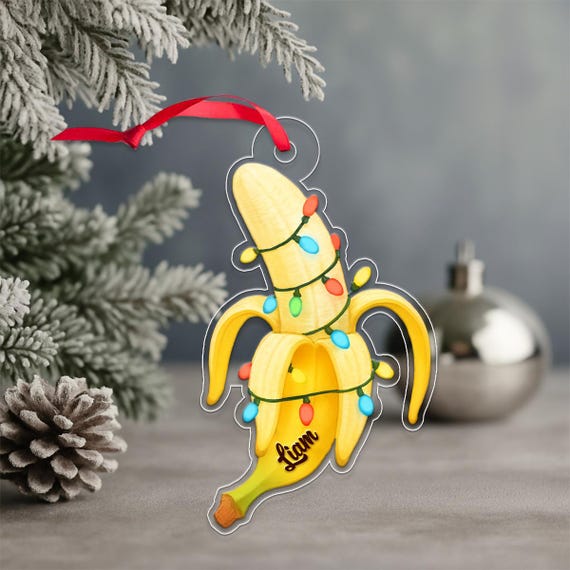 Custom Name Banana Ornament Personalized Funny Xmas Tree Decoration Fruit Lover Gift