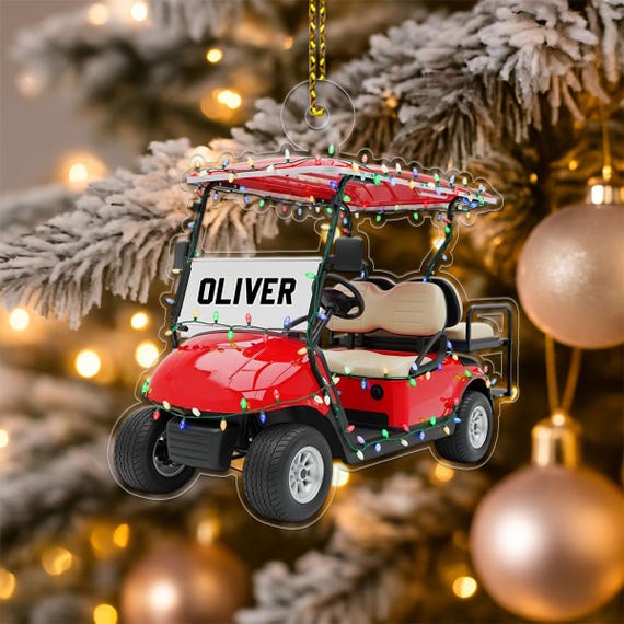 Custom Name Golf Cart With Ledlight Acrylic Ornament Personalized Player Chritsmas Gift