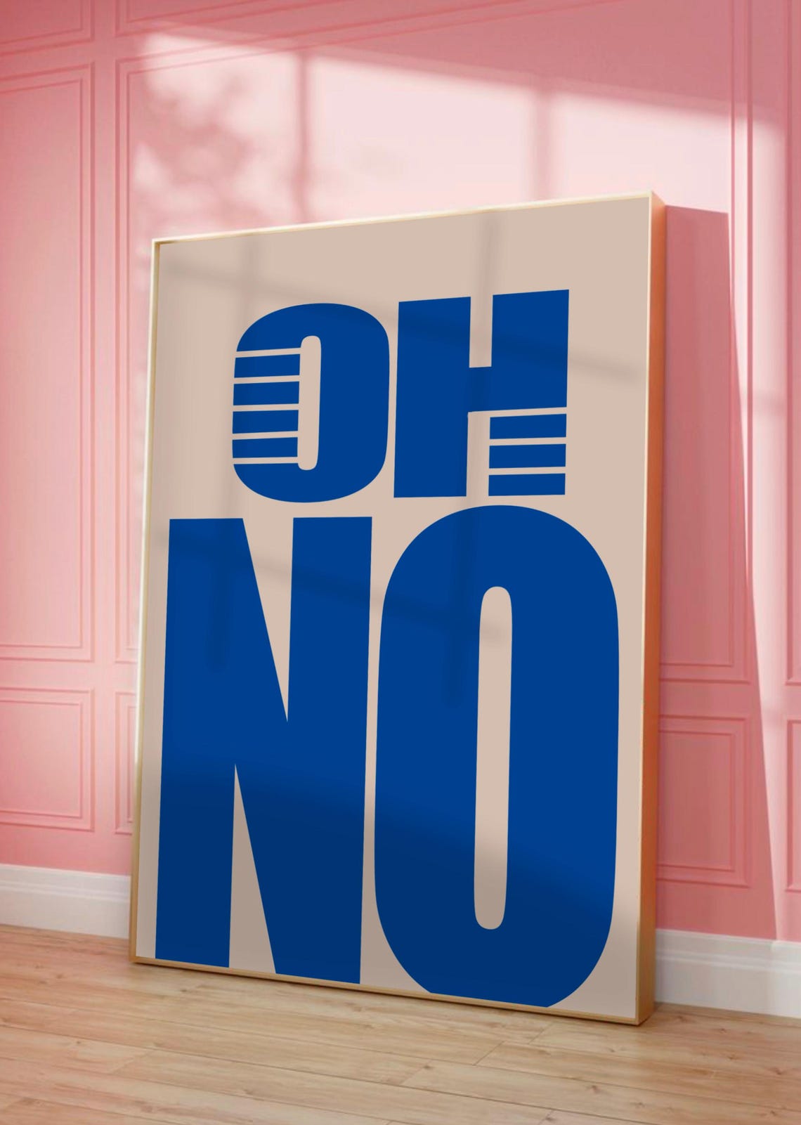 Oh No Bold Blue Seventies Retro Typography Playful Wall Decor Poster