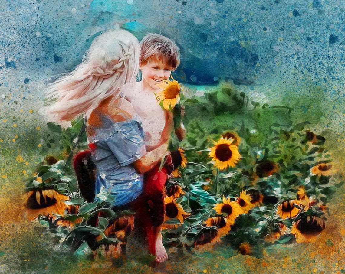 Watercolor Family Portrait, Mother's Day Art Print
