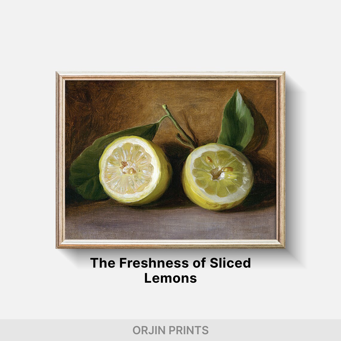 Lemon Slices Wall Art Print Bright Yellow Lemons Against Dark Background Citrus Kitchen Decor Orjin Prints 3256 - Image 2