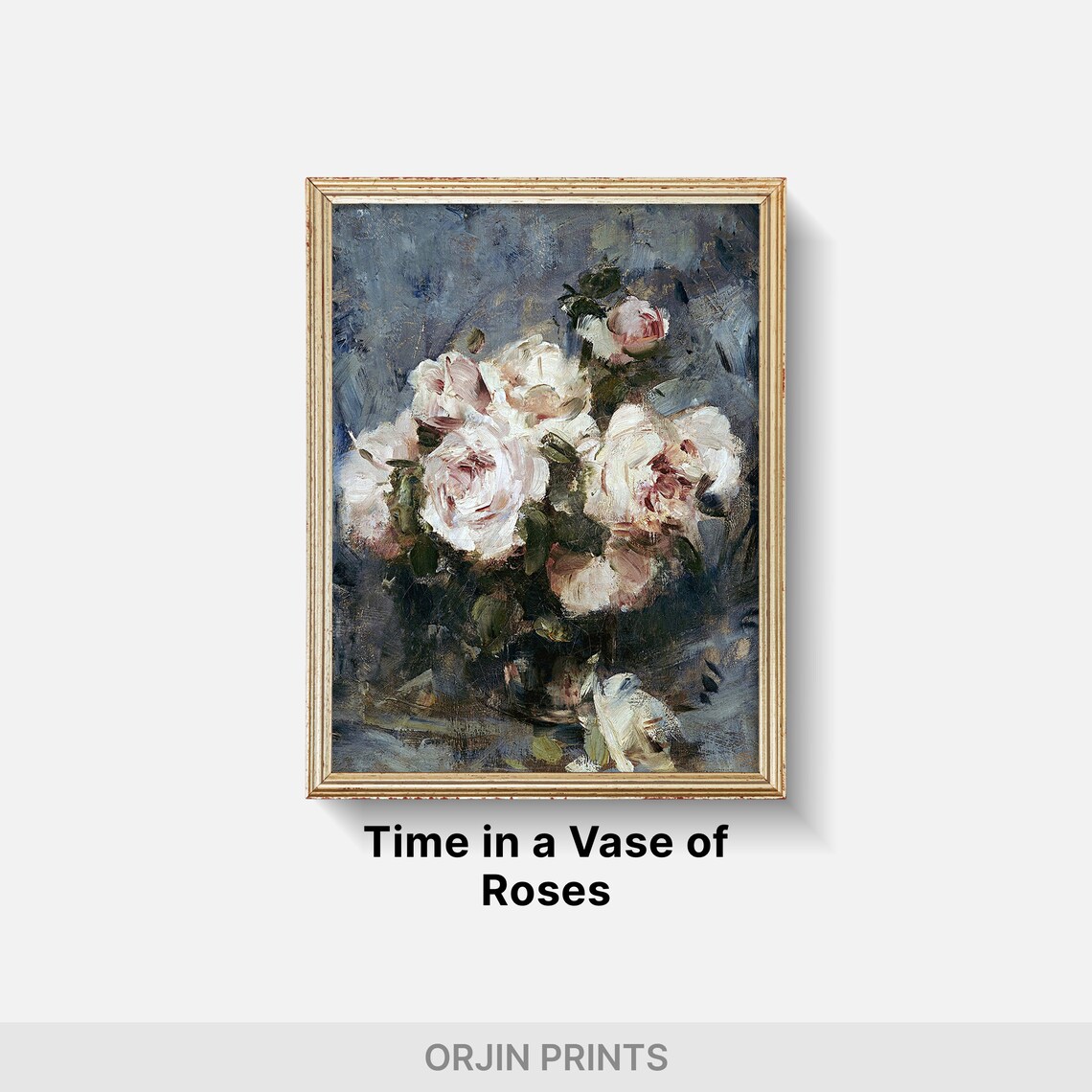 Pink White Roses Bouquet Impressionist Floral Painting Style Poster - Image 2