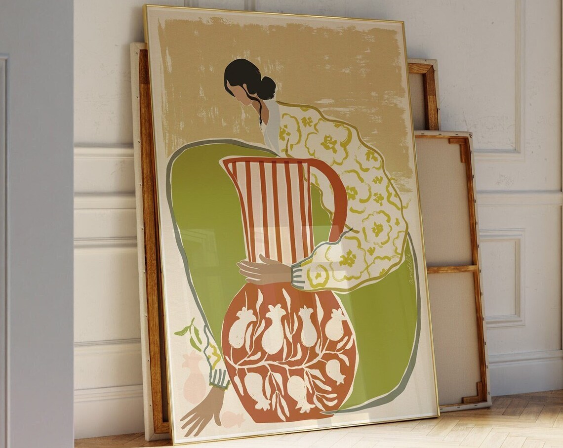 Abstract People Art Print, Mid-Century Modern Decor