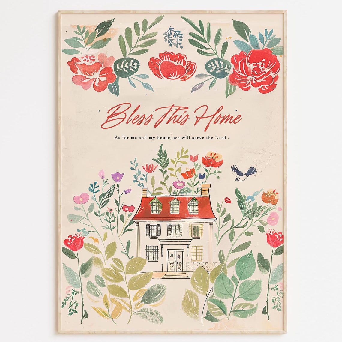 Bless This Home Christian Scripture Quote Floral House Wall Art