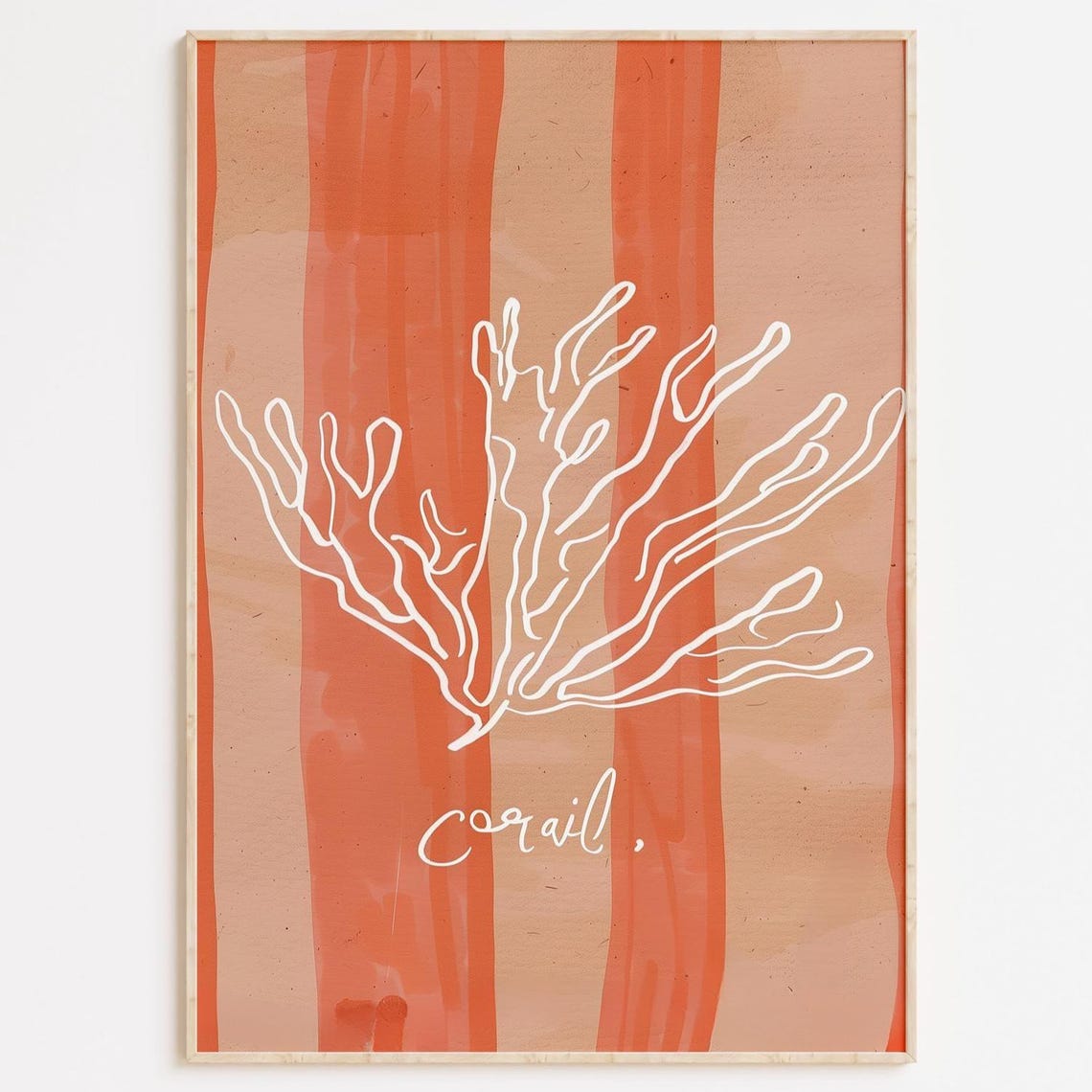 Coral Line Art Print Abstract Coastal Decor