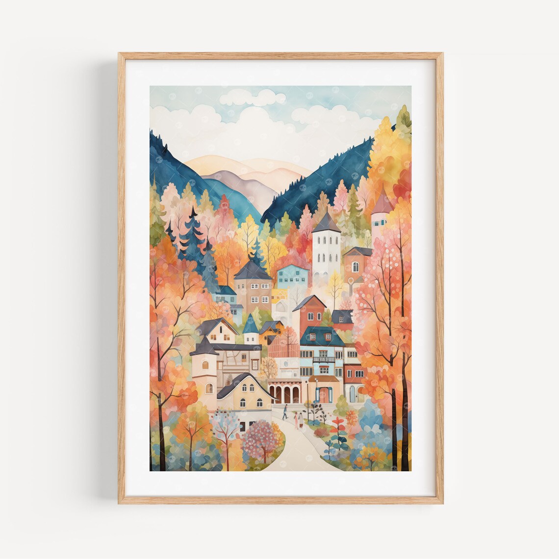 Leavenworth Watercolor Art Print, Washington Travel