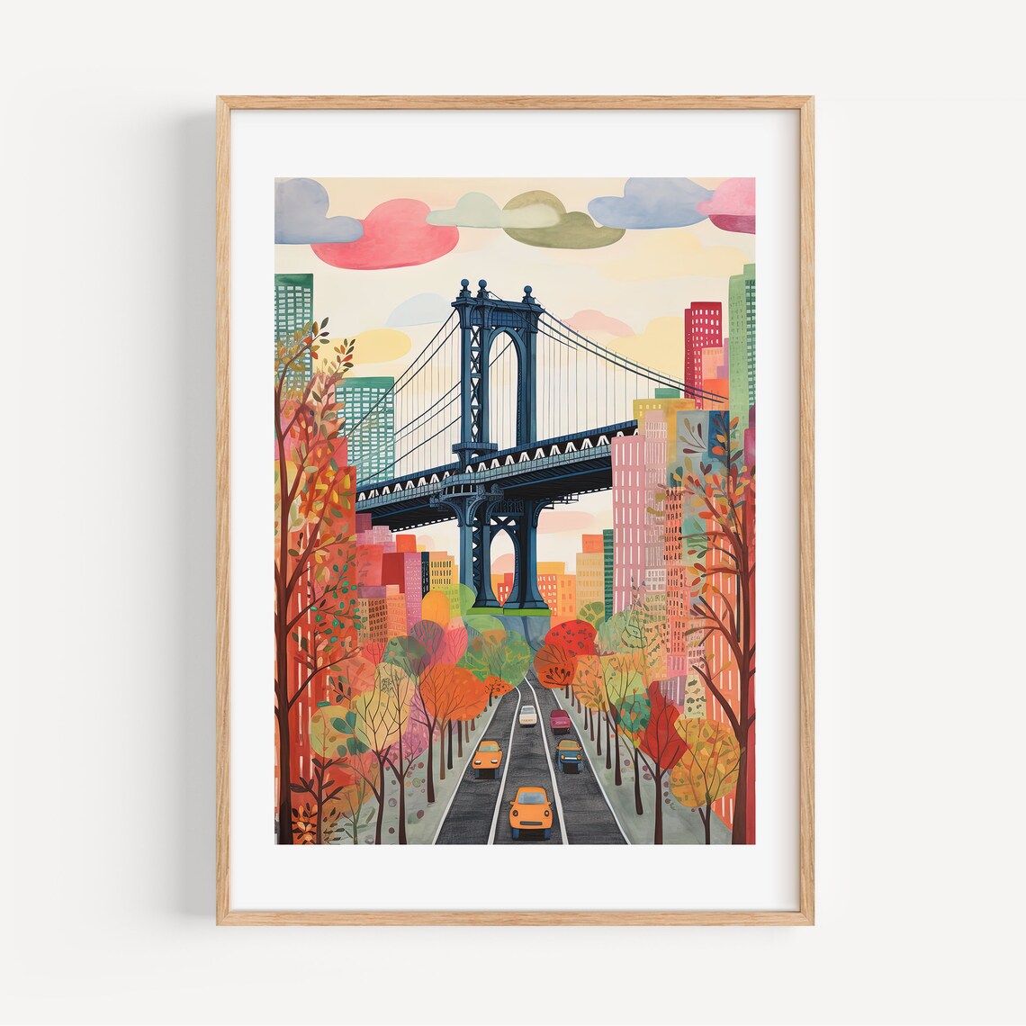 Brooklyn Bridge New York Modern Travel Poster
