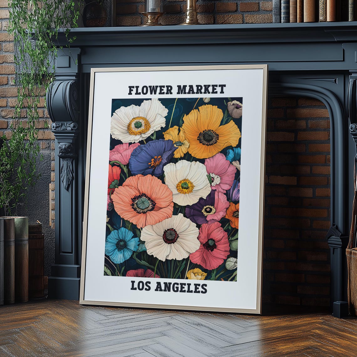 Flower Market Poster Trendy Flower Art Print Retro Flowers Poster Los Angeles Flower Market Poster Flower Market Los Angeles Print
