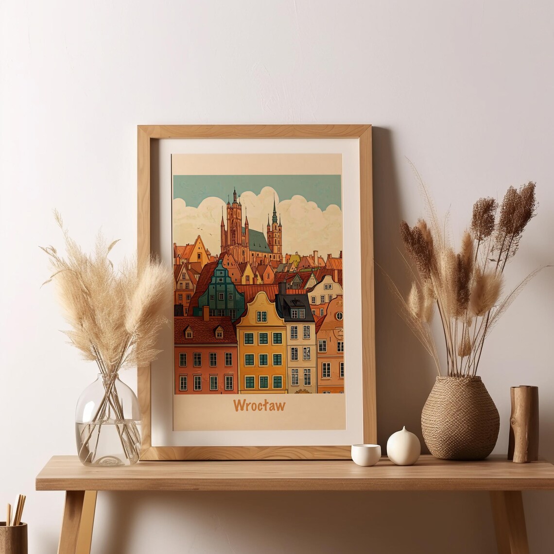 Wroclaw Colorful Old Town Houses Cathedral Travel Poster Poland - Image 6
