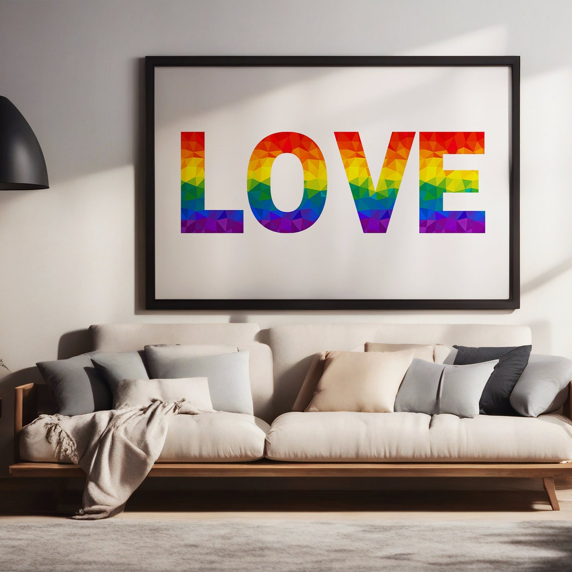 Love Rainbow Geometric Letters Pride Colorful Typography Poster - Image 4