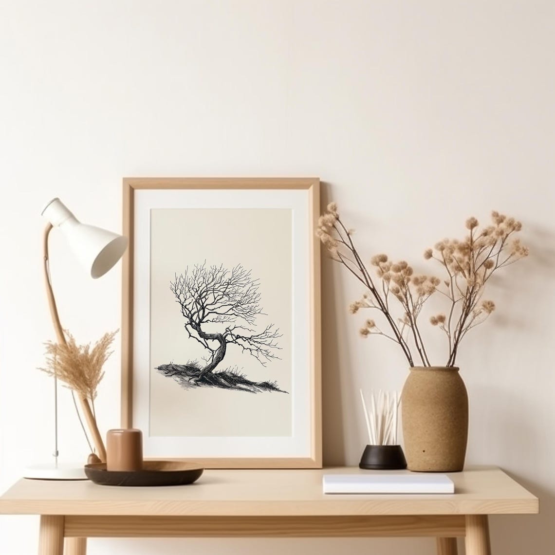 Vintage Tree Sketch Nature Print Drawing Tree Neutral Wall Art Antique Drawing Of Tree Antique Rustic Tree Sketch Art Artwork Tree Print - Image 3