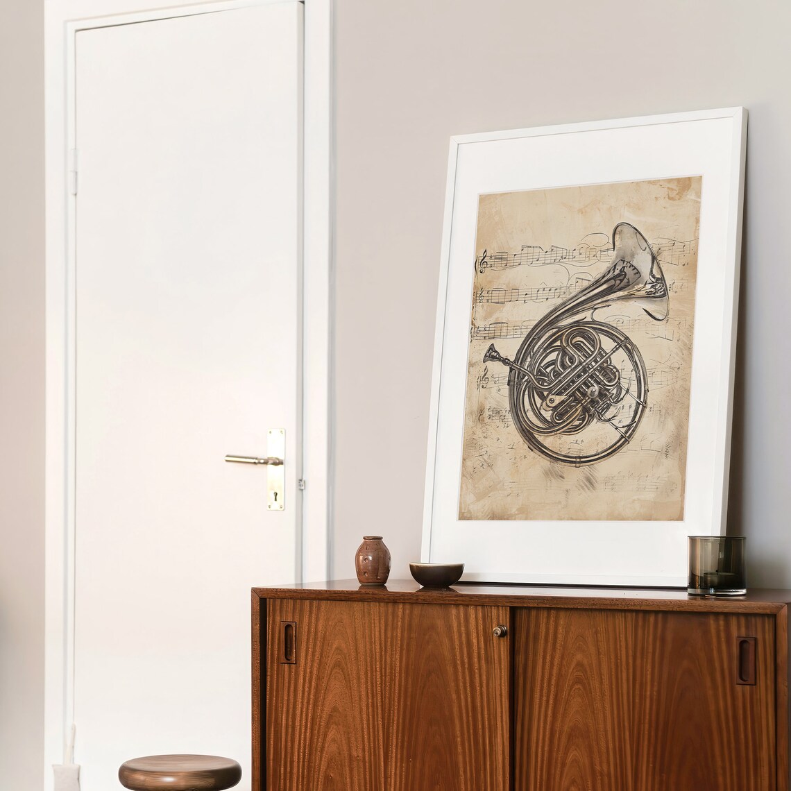 French Horn Vintage Music Poster, Music Room Decor - Image 3