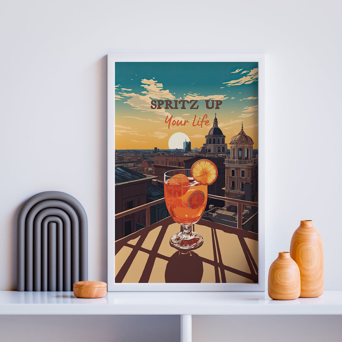 Spritz Up Your Life Aperol Cocktail Sunset Rooftop Bar Poster - Image 3
