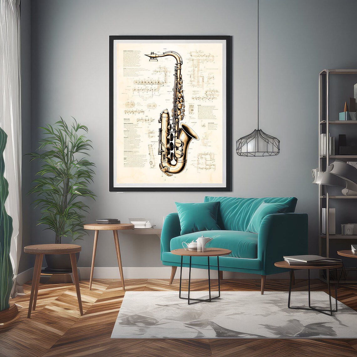 Vintage Saxophone Illustration, Retro Jazz Decor - Image 5