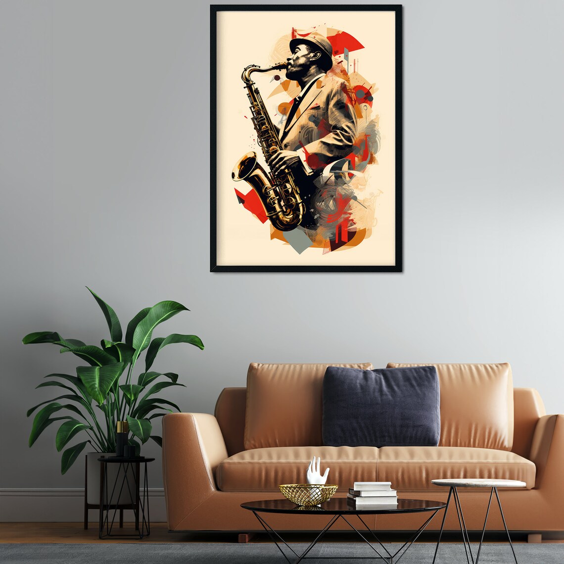 Retro Jazz Saxophone Player Collage Artwork Poster Music Lover Vintage Style - Image 6